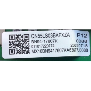 MAIN PARA TV SAMSUNG / NUMERO DE PARTE BN94-17607K / BN97-19408D / BN9417607K / 17607K / PANEL CY-QB055FHHV1H / DISPLAY ST5461D19-2 VER.2.1 / MODELO QN55LS03BDFFXZA CA02	